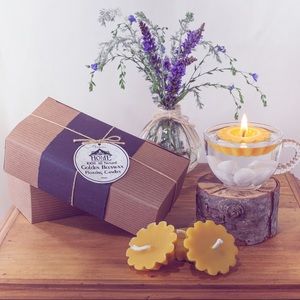 100% Natural Golden Beeswax Floating Candles- 6